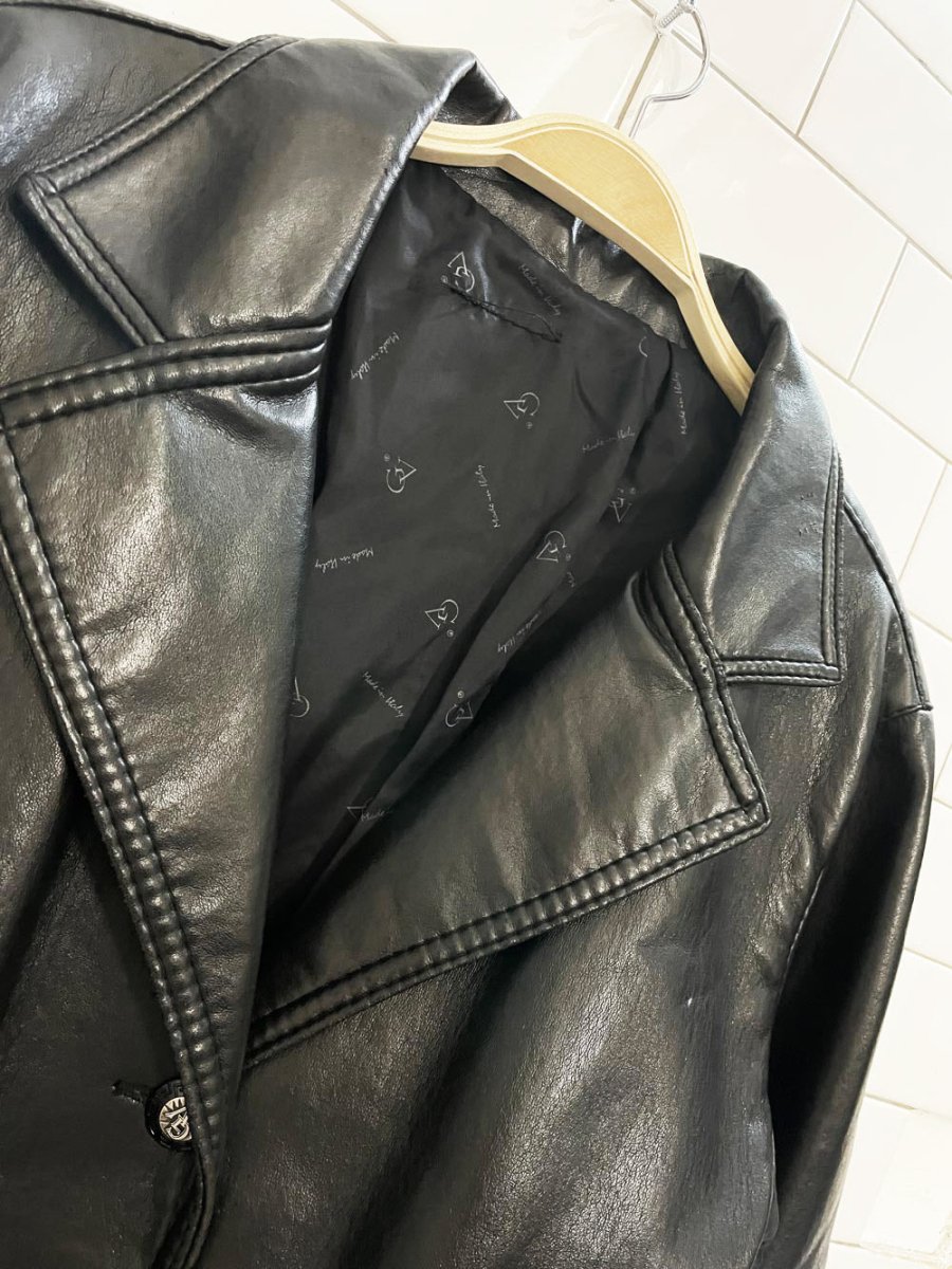 vintage GV made in Italy faux leather long shirt jacket - good market thrift store