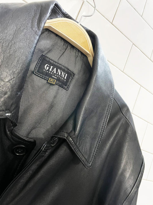 vintage gianni antonio lamb leather long shirt jacket - good market thrift store