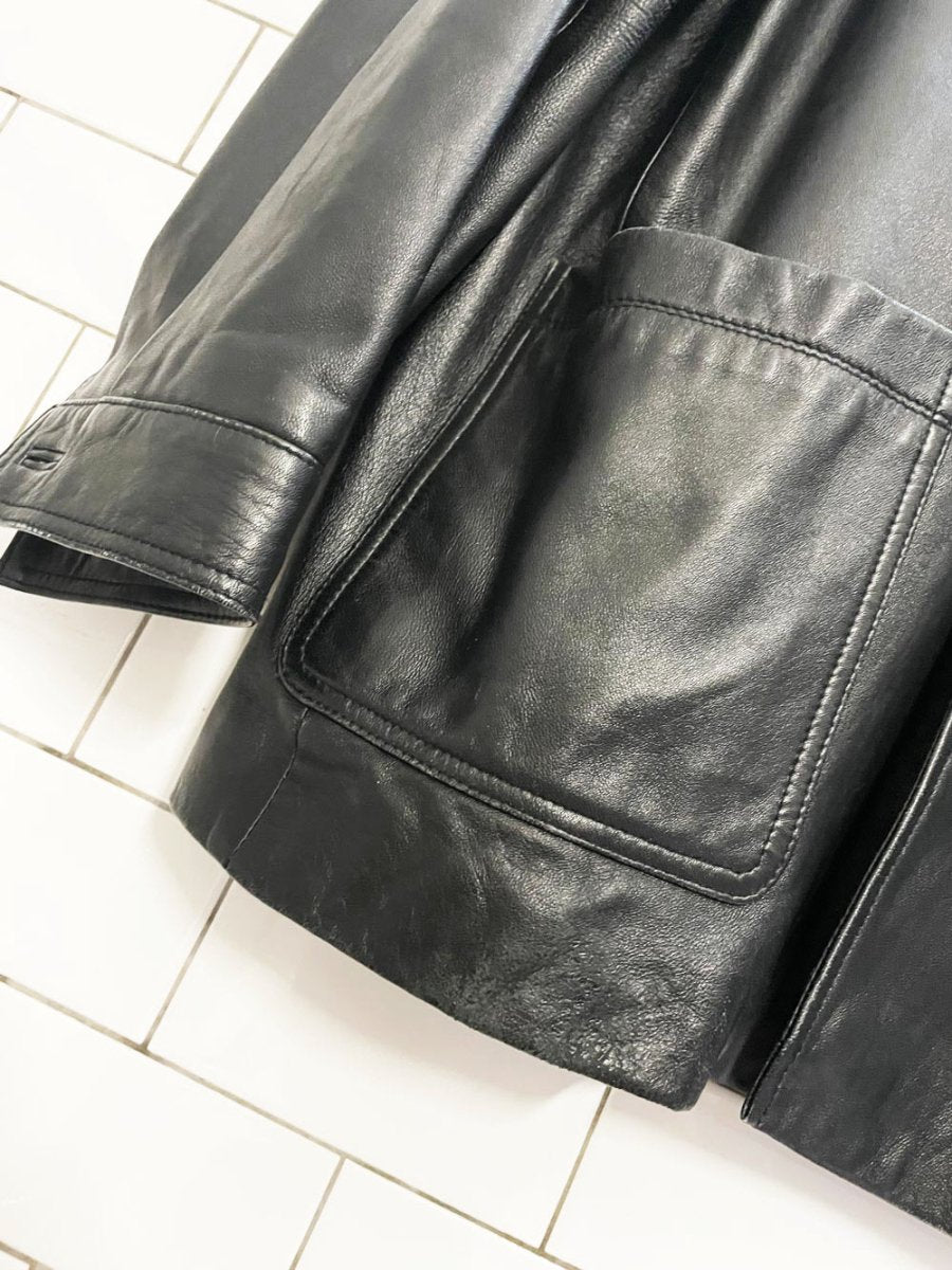 vintage gianni antonio lamb leather long shirt jacket - good market thrift store