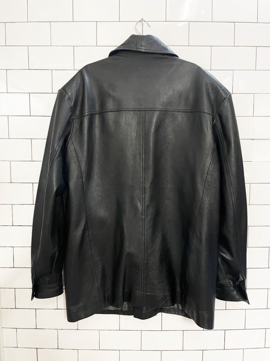 vintage gianni antonio lamb leather long shirt jacket - good market thrift store