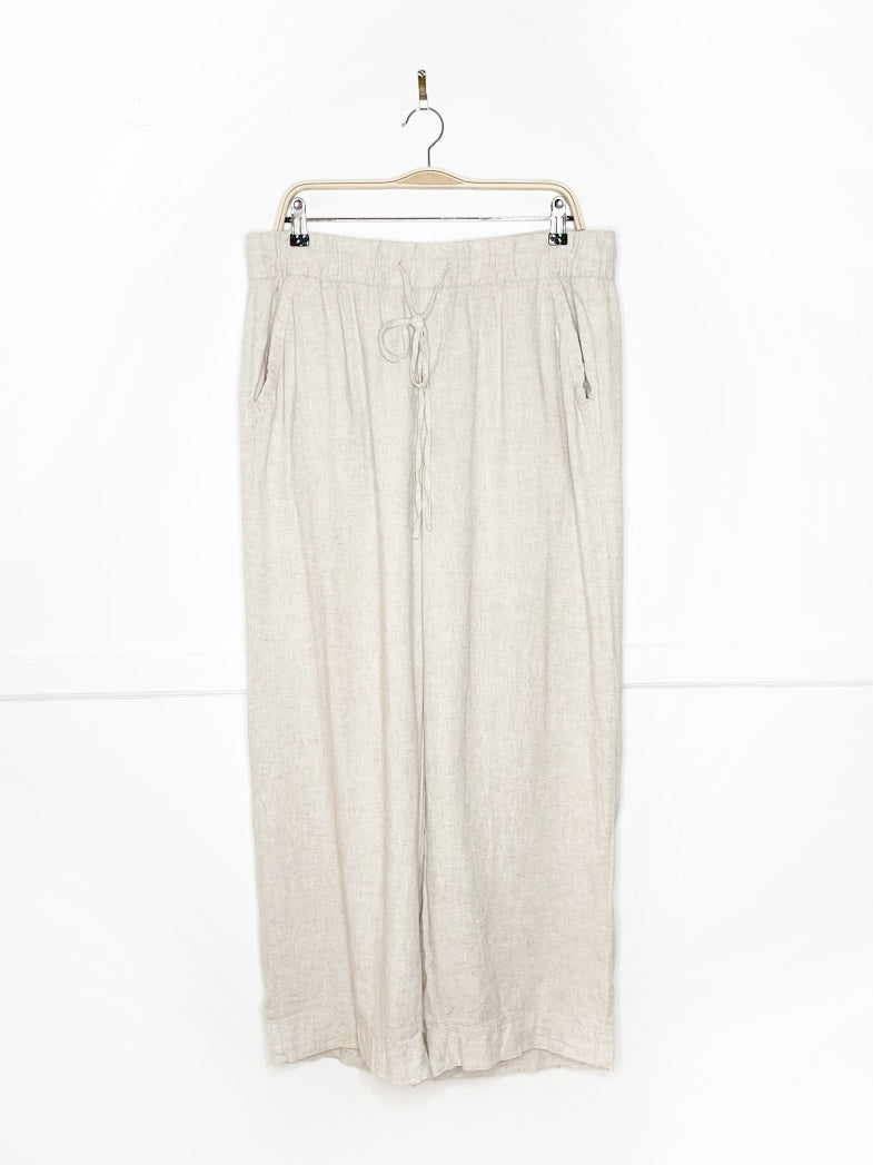 lane bryant linen-blend wide leg casual pants