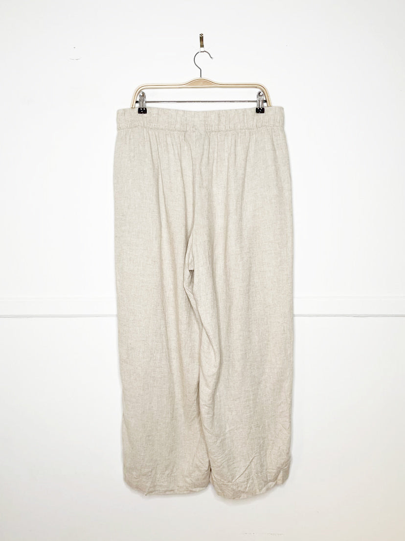 lane bryant linen-blend wide leg casual pants