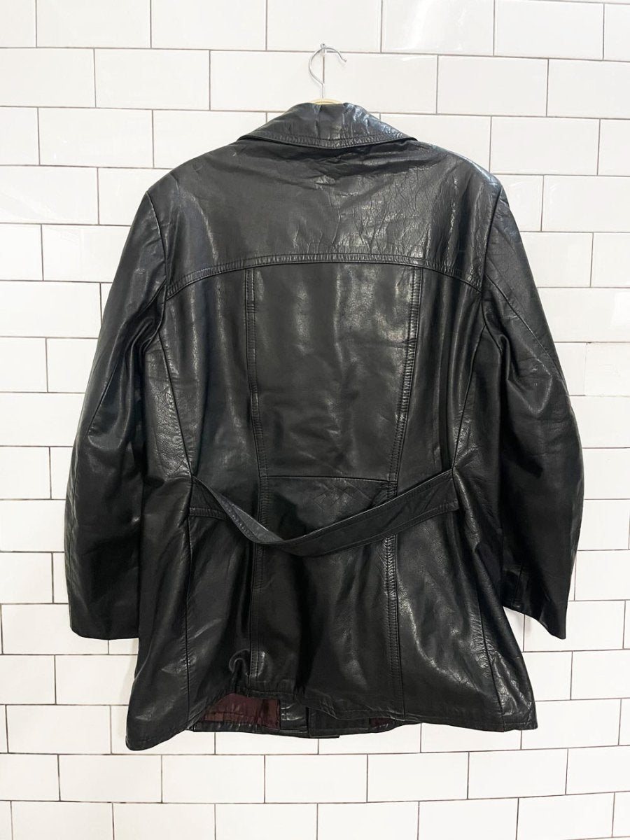 vintage 70s grafton - fraser belted back leather jacket - good market thrift store