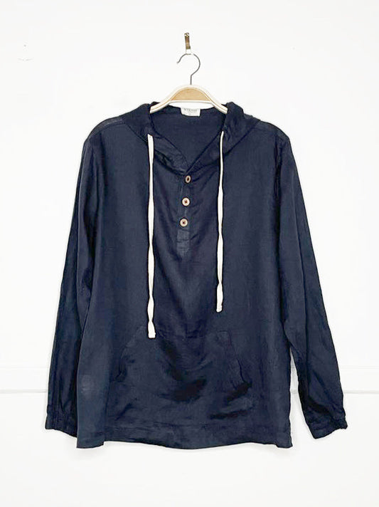 steam beachwear+ 100% linen hooded pullover