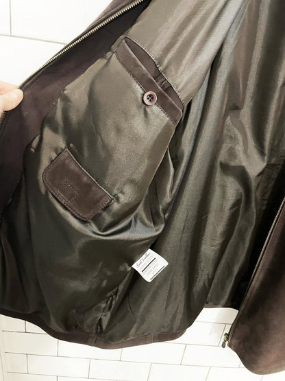 vintage pina colada nubuck leather minimal zip jacket | scandinav - good market thrift store