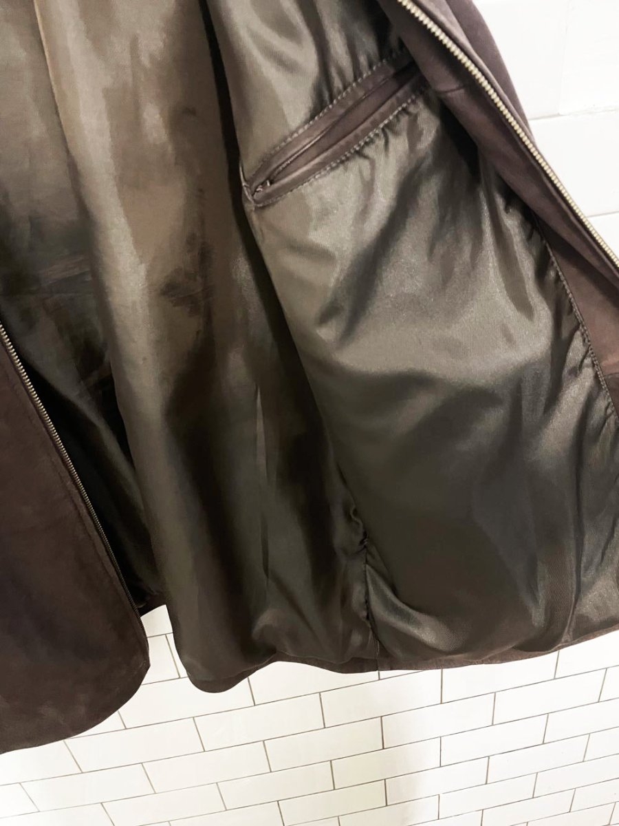 vintage pina colada nubuck leather minimal zip jacket | scandinav - good market thrift store