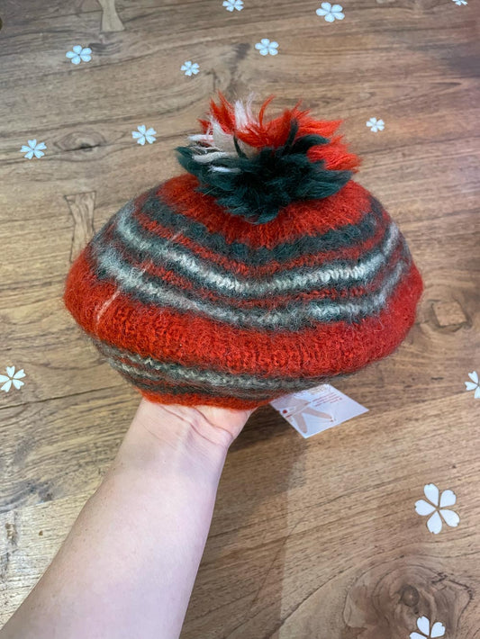 vintage mohair stripe pom beret