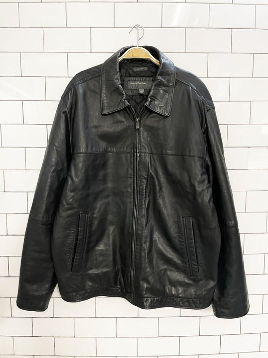 vintage 00s perry ellis butter leather minimal zip jacket | lambskin - good market thrift store
