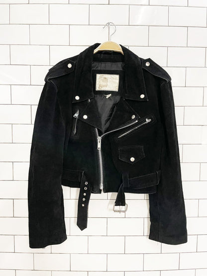 vintage 80s AMI london suede leather biker jacket - good market thrift store