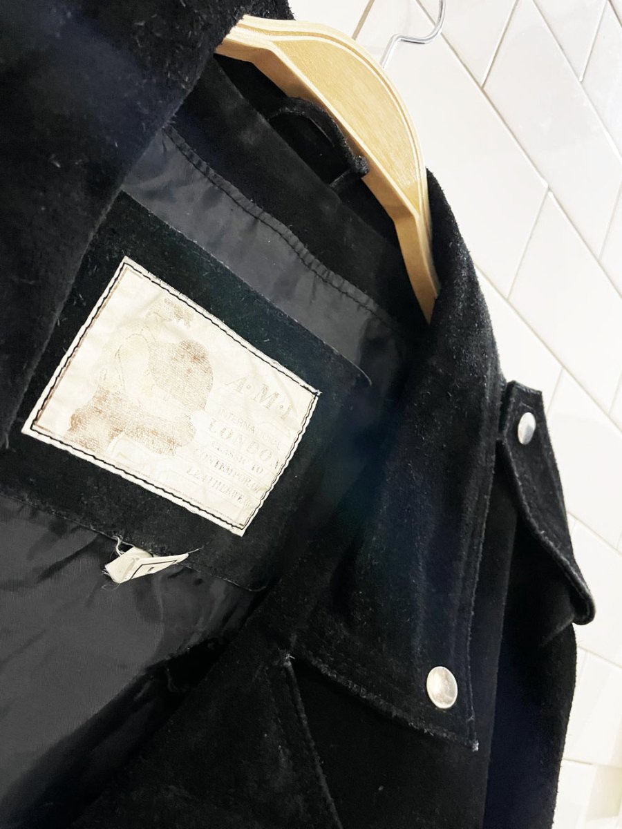vintage 80s AMI london suede leather biker jacket - good market thrift store