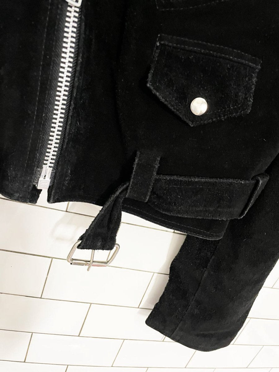 vintage 80s AMI london suede leather biker jacket - good market thrift store
