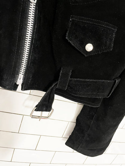 vintage 80s AMI london suede leather biker jacket - good market thrift store