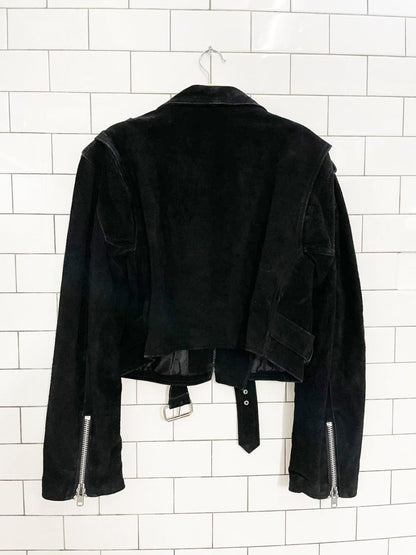 vintage 80s AMI london suede leather biker jacket - good market thrift store