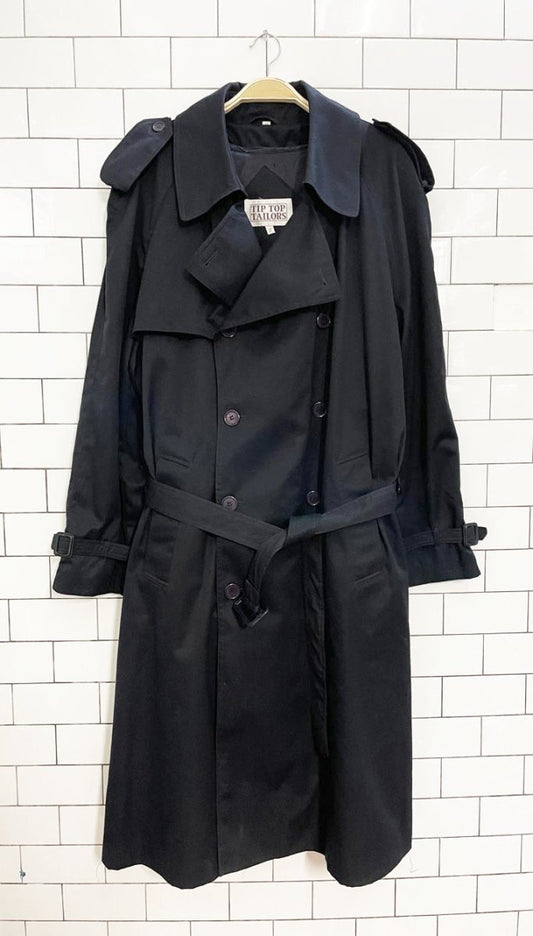 vintage tiptop tailors classic navy trench coat | zip out liner - good market thrift store