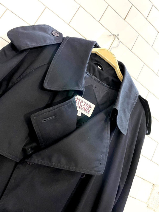 vintage tiptop tailors classic navy trench coat | zip out liner - good market thrift store