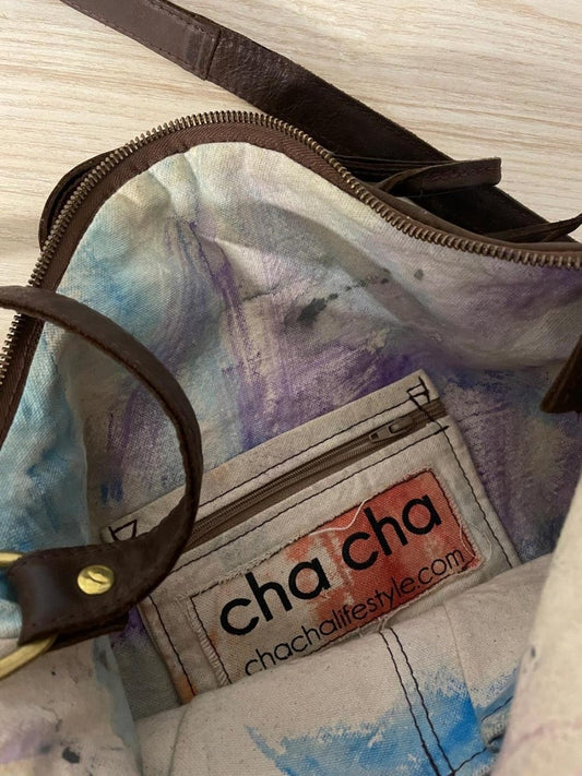 cha cha boho leather + suede bag - good market thrift store