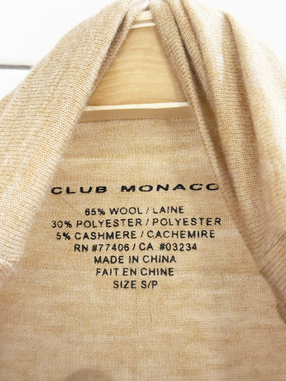 club monaco wool-cashmere turtleneck light knit top