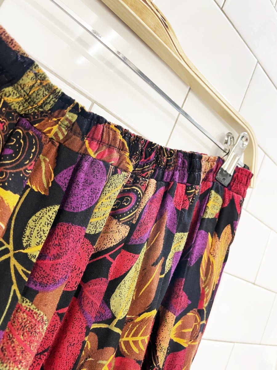 vintage 90s fall florals pleated midi skirt - good market thrift store