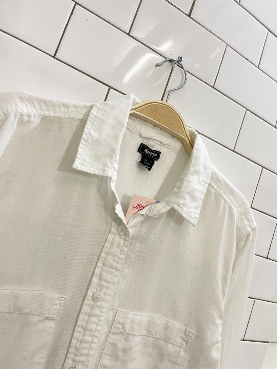 roots light cotton shirt - good market thrift store