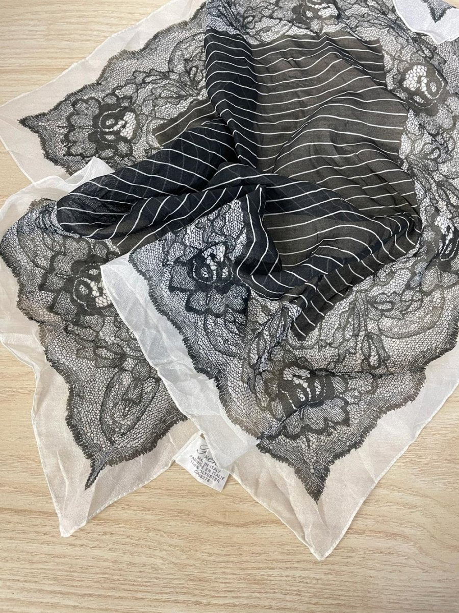 vintage firenze made in italy chiffon rose lace square scarf - good market thrift store