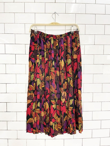 vintage 90s fall florals pleated midi skirt - good market thrift store