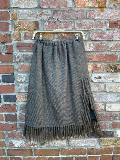 vintage wool fringe midi skirt