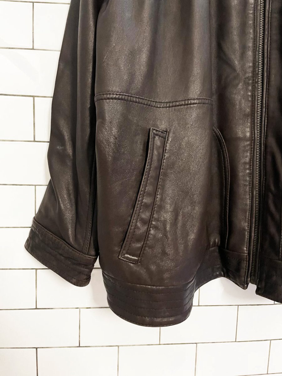 cutter & buck butter leather zip bomber jacket - good market thrift store