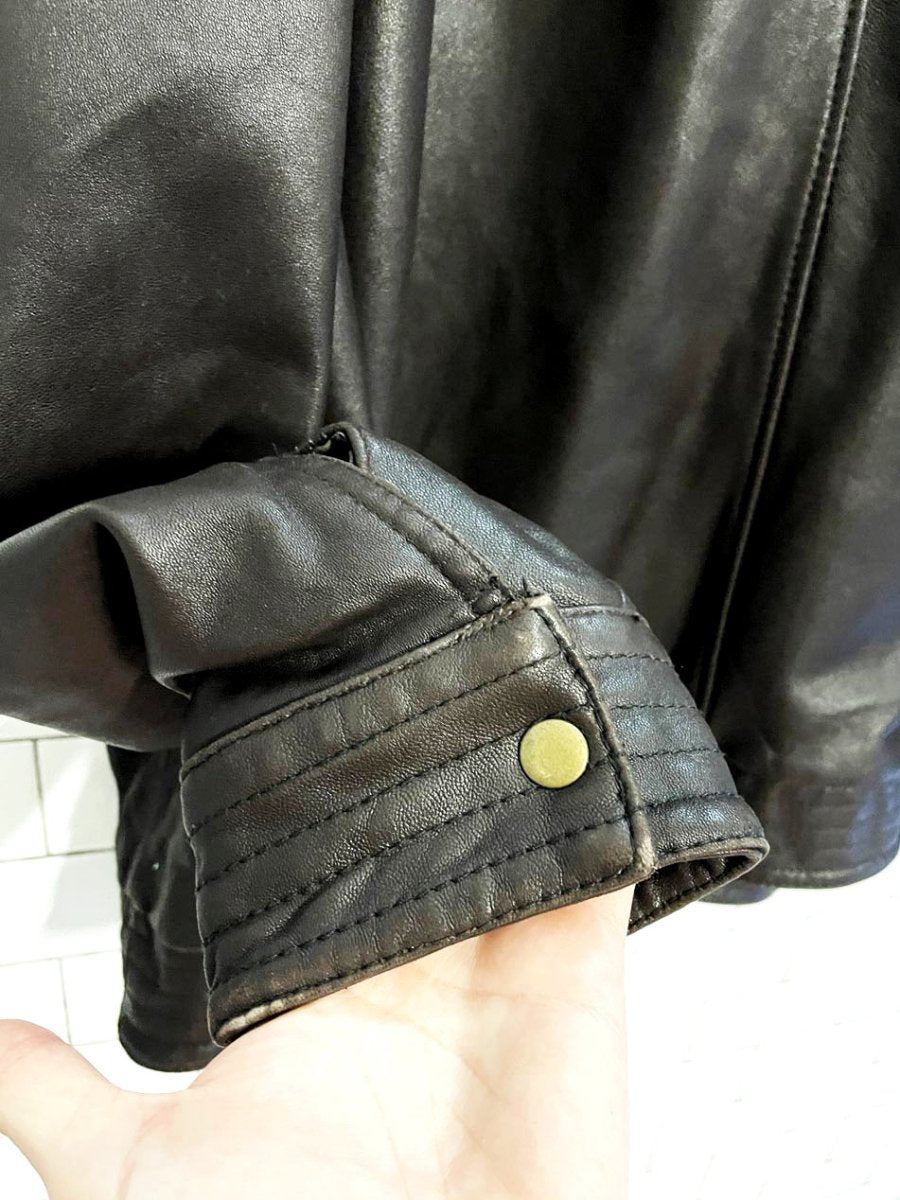 cutter & buck butter leather zip bomber jacket - good market thrift store