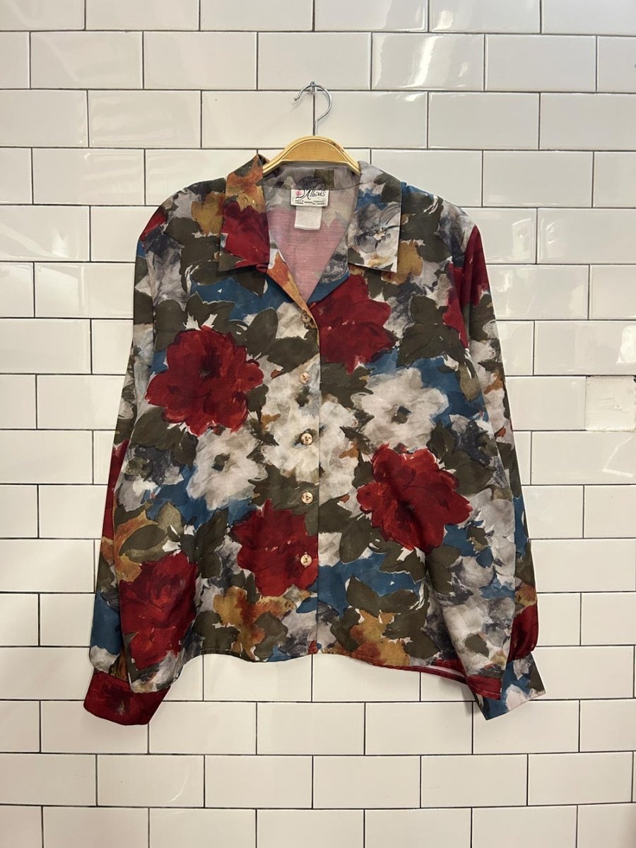 vintage 90s dallairds floral long sleeve shirt - good market thrift store