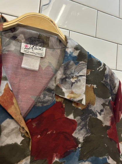 vintage 90s dallairds floral long sleeve shirt - good market thrift store