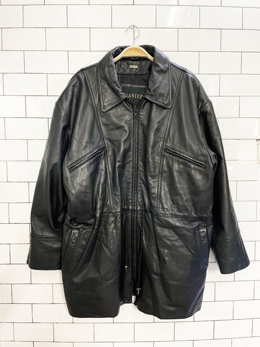 vintage 90s danier drawstring waist leather jacket | lined - good market thrift store