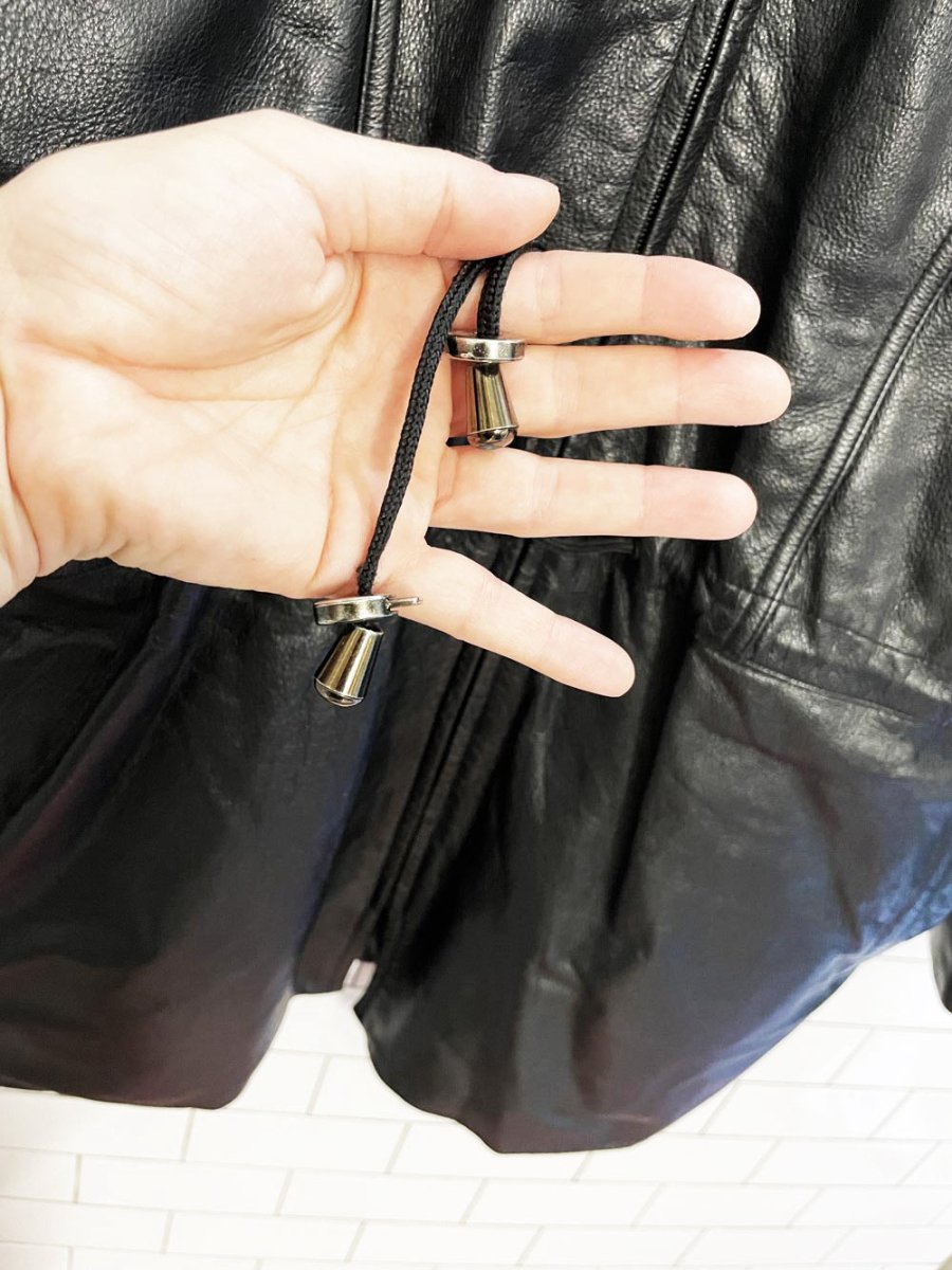 vintage 90s danier drawstring waist leather jacket | lined - good market thrift store
