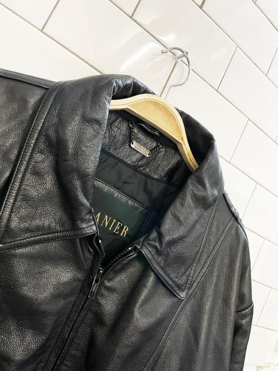 vintage 90s danier drawstring waist leather jacket | lined - good market thrift store
