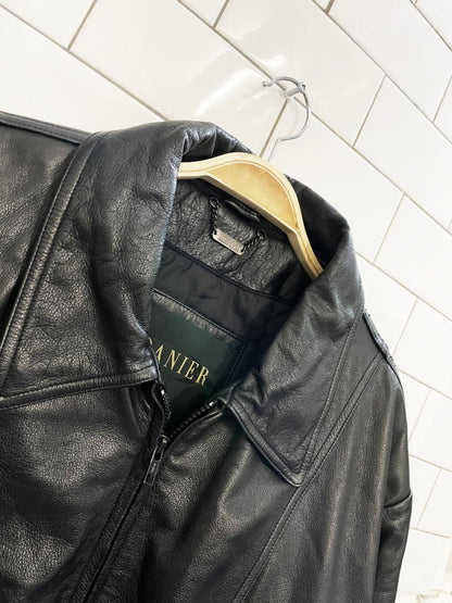 vintage 90s danier drawstring waist leather jacket | lined - good market thrift store