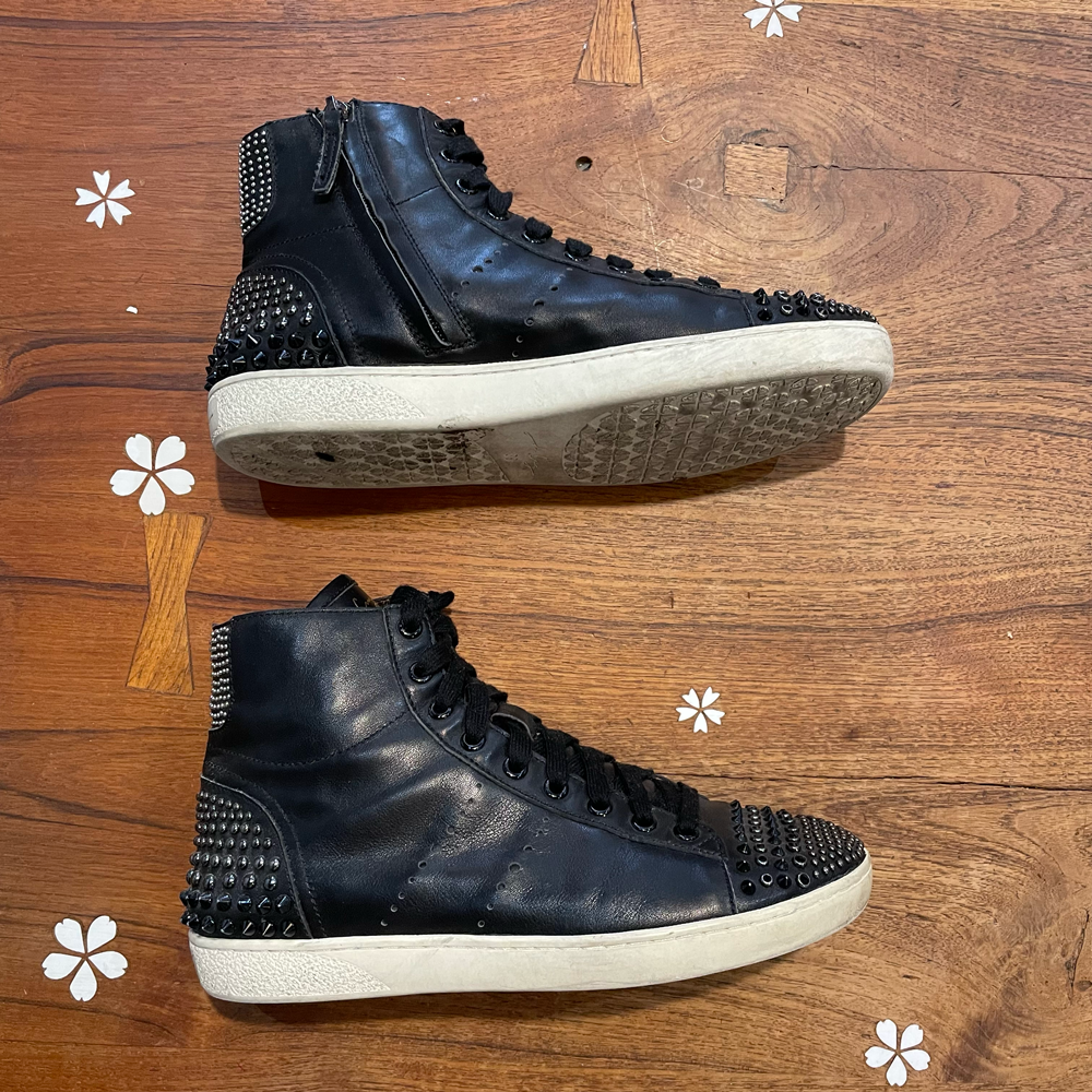 lola craig leather high top studded sneakers - size 39