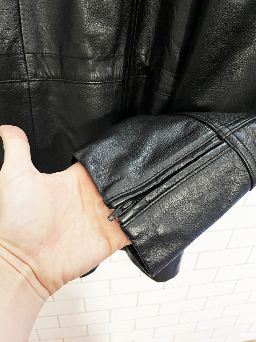 vintage 90s danier drawstring waist leather jacket | lined - good market thrift store