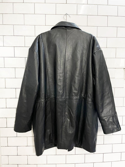 vintage 90s danier drawstring waist leather jacket | lined - good market thrift store