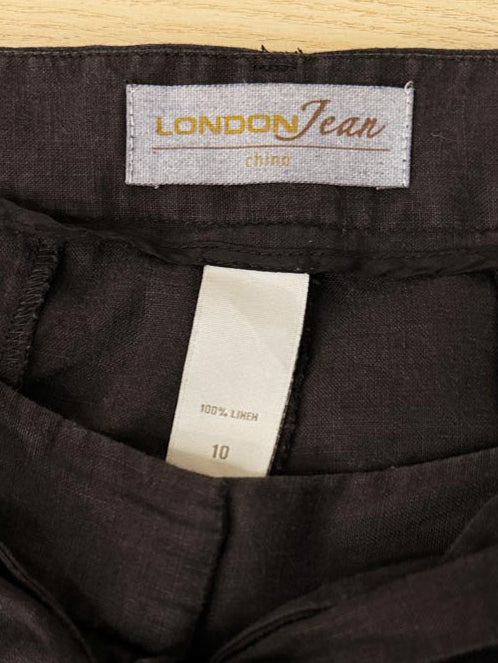 y2k london jean 100% linen belted wide leg culotte
