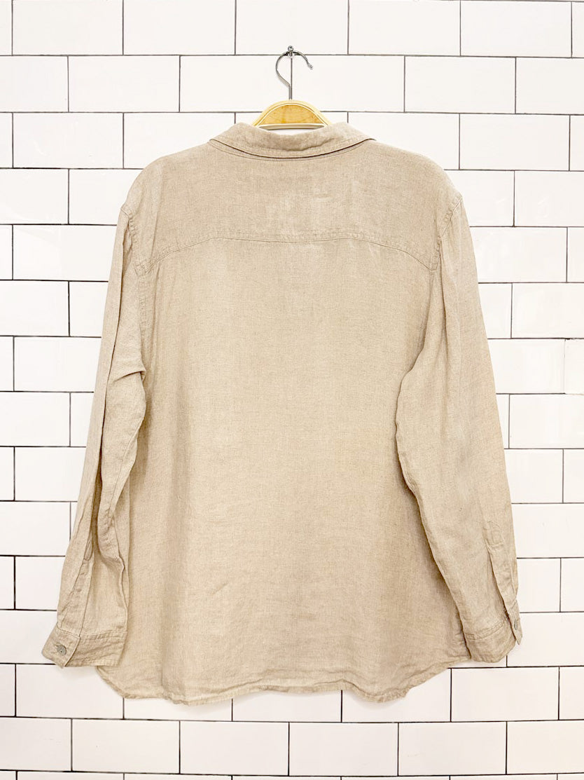 vintage belle point 100% linen shell button shirt | made in USA
