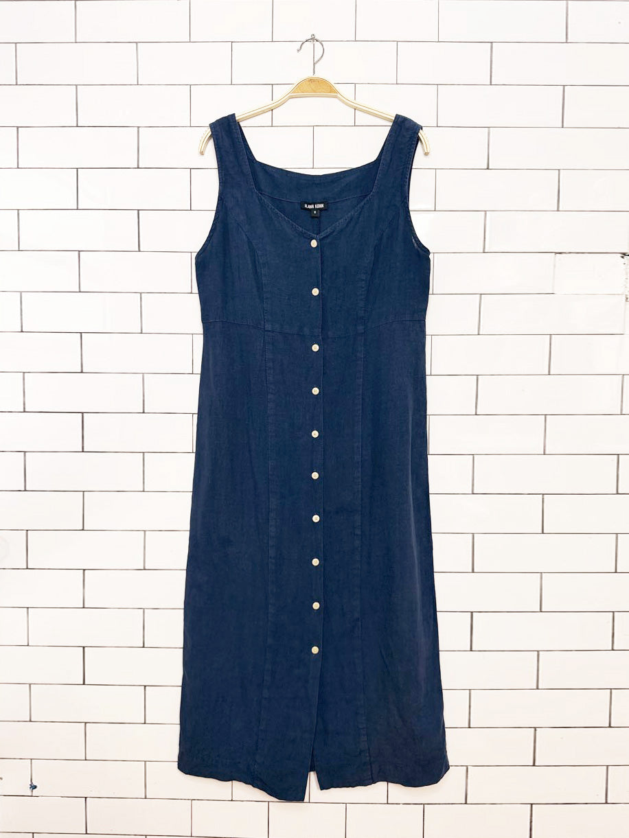 ilana kohn 100% linen full button maxi dress | made in USA