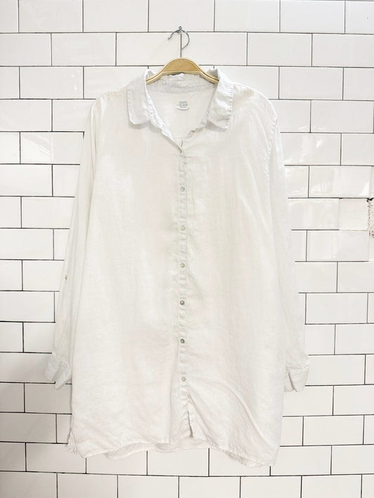 sigrid olsen 100% linen full button shirt dress