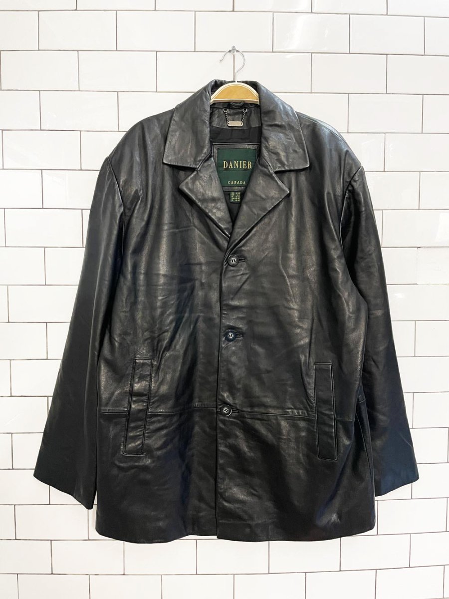 vintage 90s danier butter leather button down jacket - good market thrift store