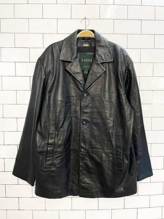 vintage 90s danier butter leather button down jacket - good market thrift store