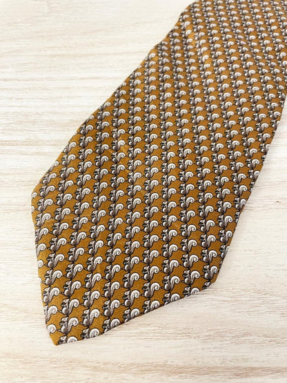 vintage 70s museum artifacts squirrel silk tie - good market thrift store