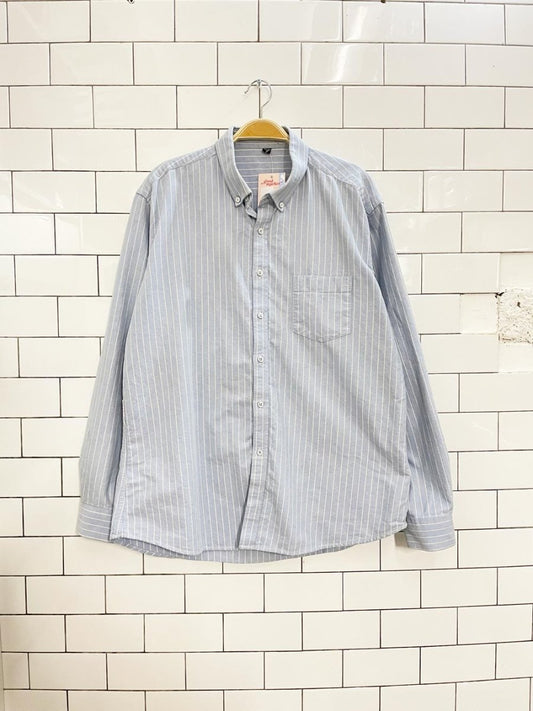 vintage oversized blue stripe boyfriend shirt - good market thrift store