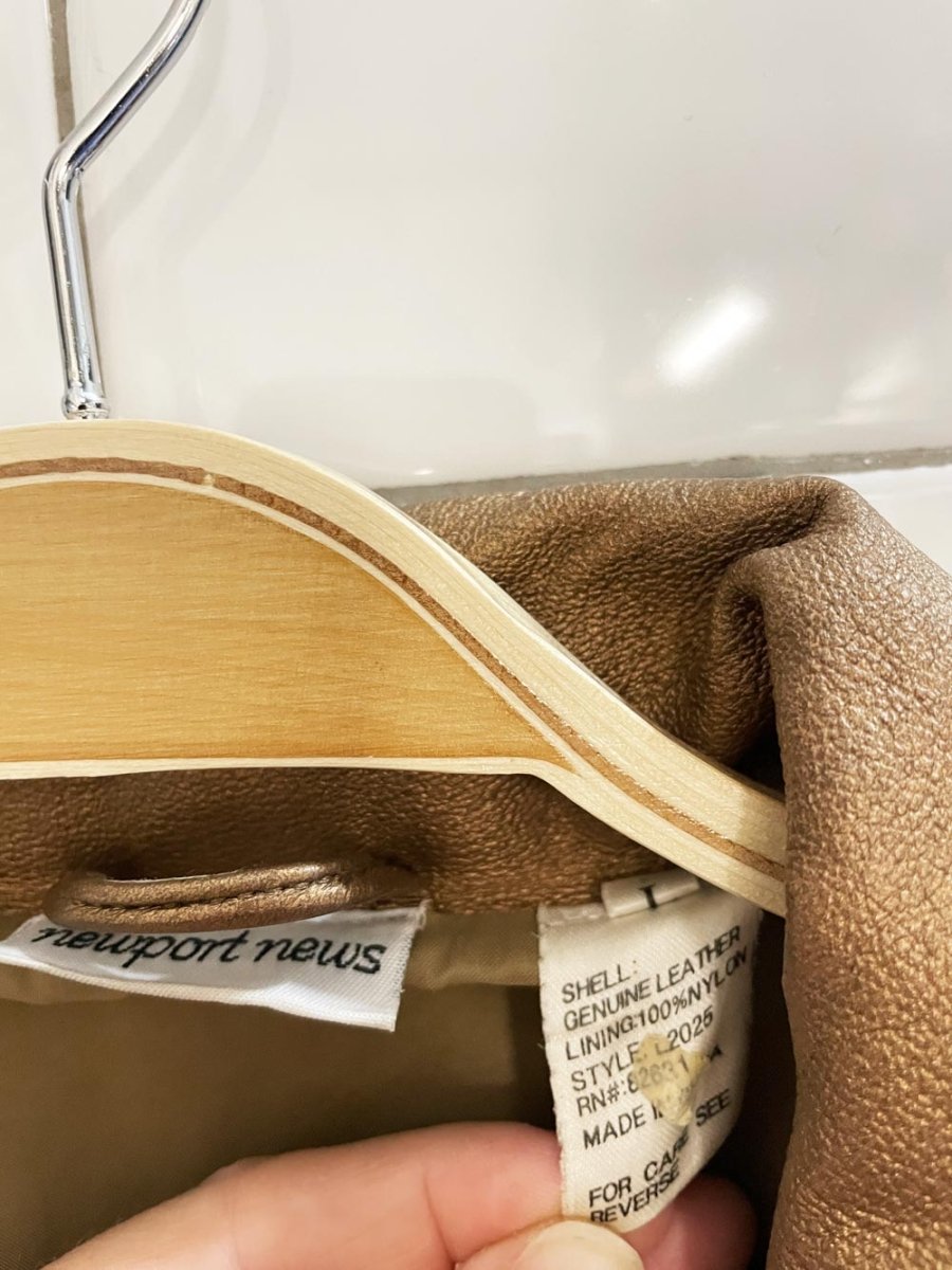 vintage 00s newport news leather metallic bronze trench - good market thrift store