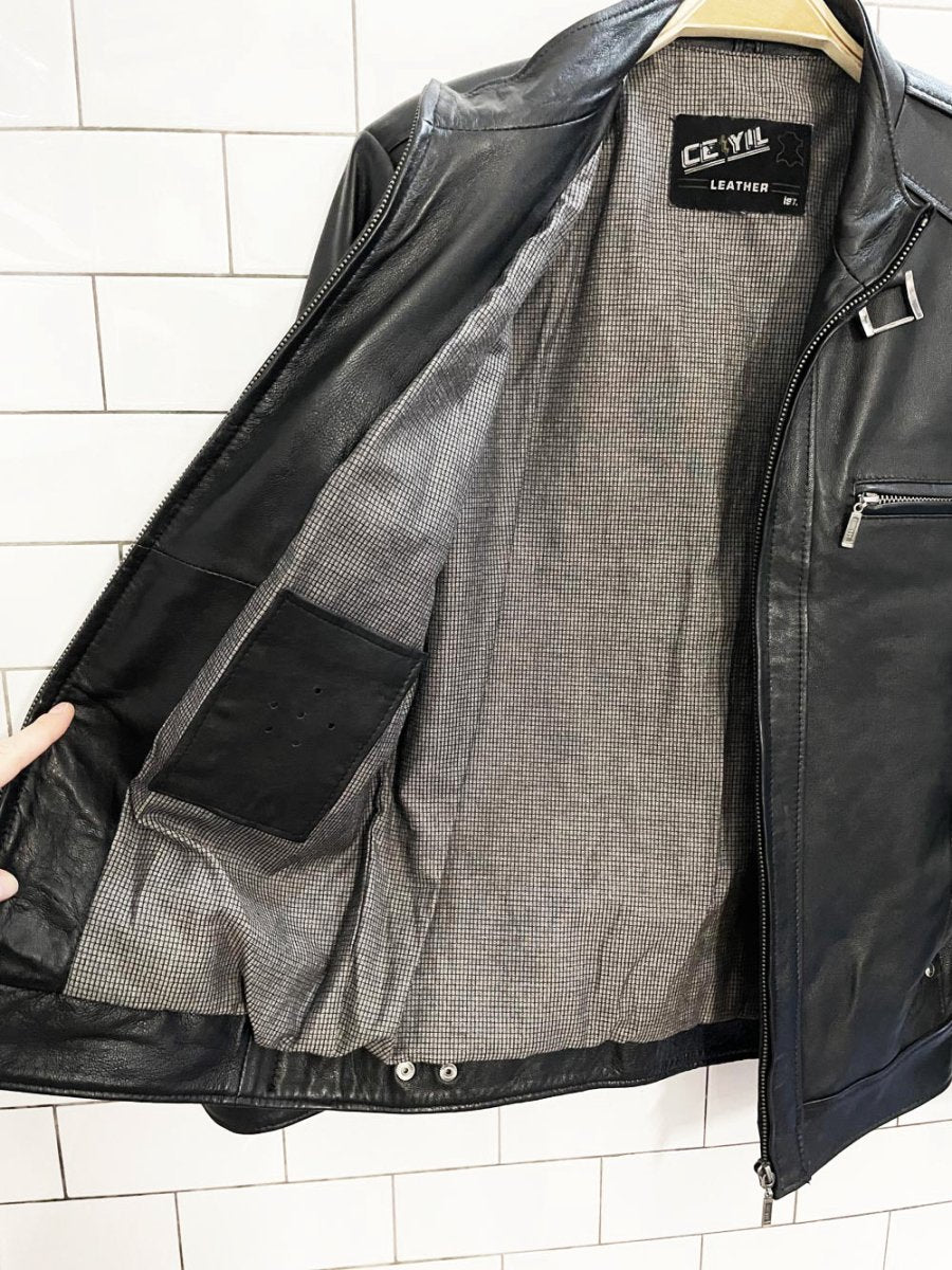 vintage 90s ceyil butter leather biker jacket - good market thrift store