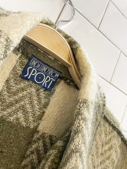 vintage linda lundstrom mohair plaid blanket stitch open vest - good market thrift store