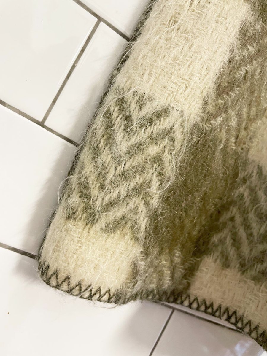 vintage linda lundstrom mohair plaid blanket stitch open vest - good market thrift store