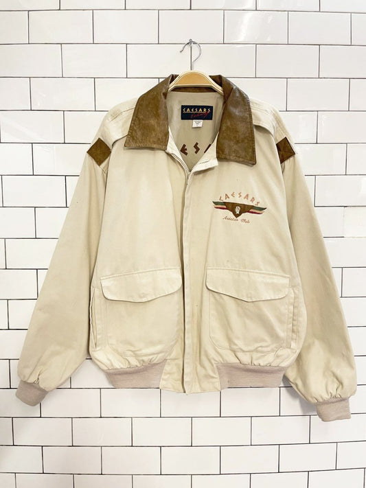 vintage caesars palace aviator club bomber jacket - good market thrift store